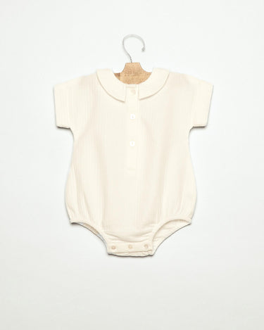 WHITE PIQUÉ FROG ROMPER