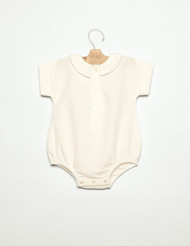 WHITE PIQUÉ FROG ROMPER
