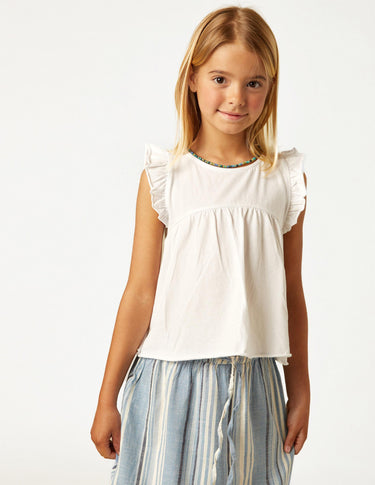 WHITE RUFFLED T-SHIRT