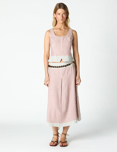 CONTRAST STRIPED SKIRT