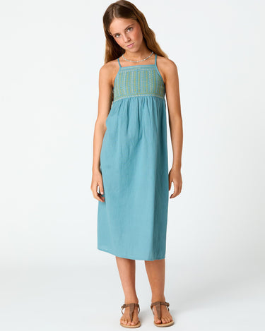 EMBROIDERED POND STRAPPY DRESS