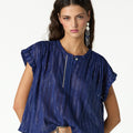 OVERSIZE LUREX STRIPE SHIRT BIG BLUE