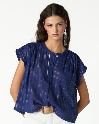OVERSIZE LUREX STRIPE SHIRT BIG BLUE