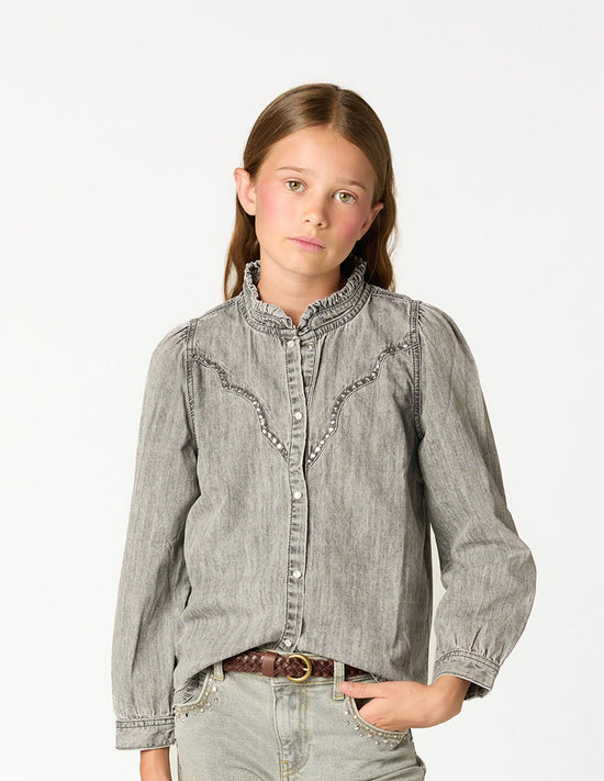 CAMISA DENIM TACHAS LIGHT GREY