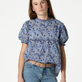 BLUE DENIM BUTTON-FRONT SHORTS