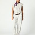White denim pocket trousers