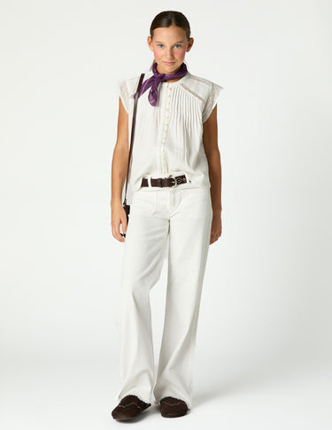 White denim pocket trousers