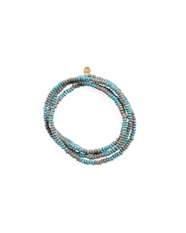 LONG BEADED NECKLACE MIX GREY/POND