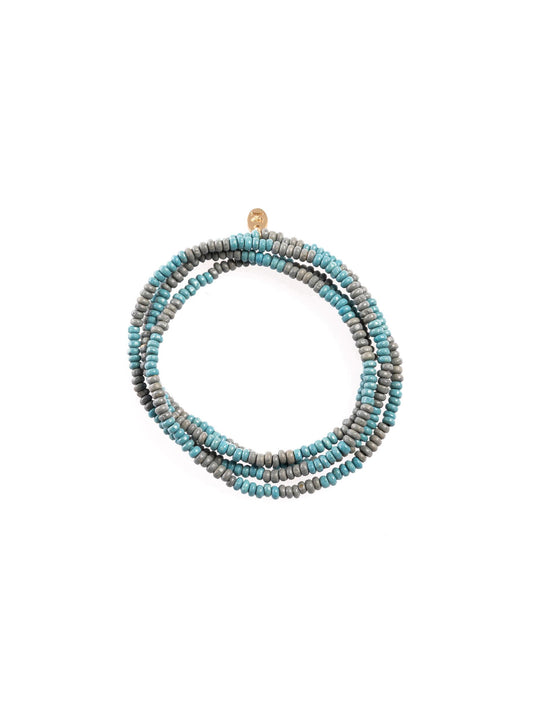 LONG BEADED NECKLACE MIX GREY/POND