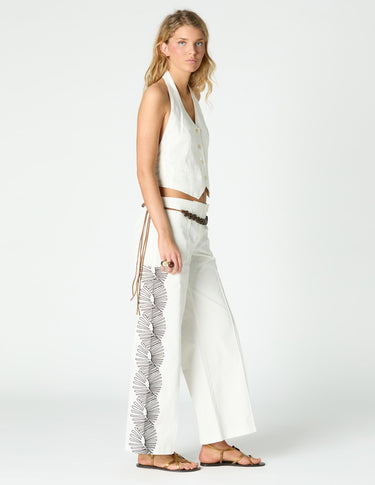 EIGHTS EMBROIDERED TROUSERS ECRU