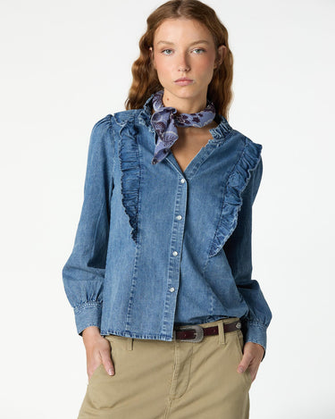 RUFFLE DENIM SHIRT