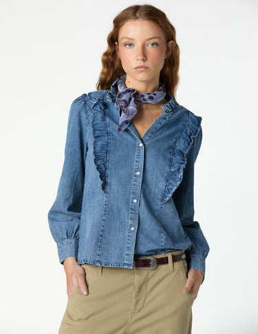 RUFFLE DENIM SHIRT