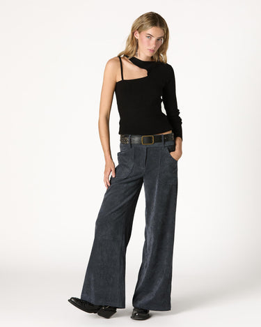 BLUE CORDUROY ROUND POCKET TROUSERS