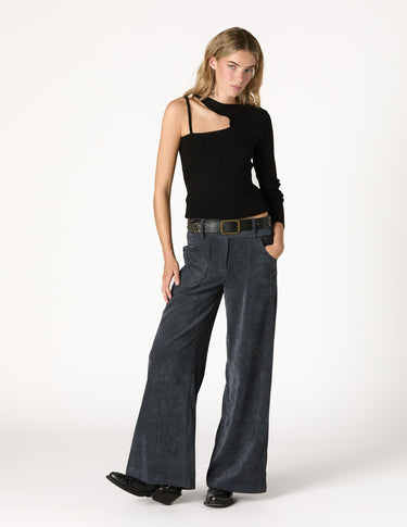 BLUE CORDUROY ROUND POCKET TROUSERS