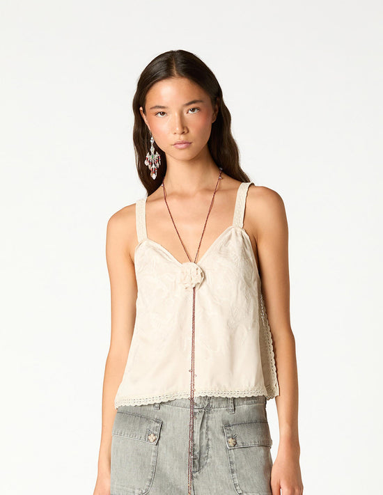 TOP LACE FLOWER ECRU
