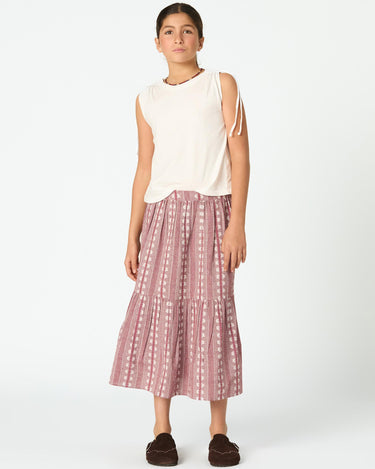 MAROON STRIPED SKIRT