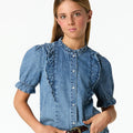 RUFFLE DENIM SHIRT