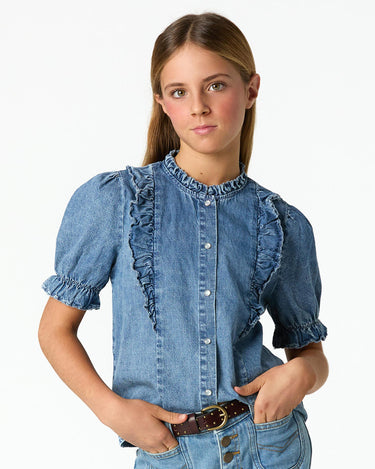 RUFFLE DENIM SHIRT