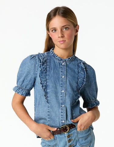 RUFFLE DENIM SHIRT