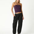 BLACK STUDDED HAREM TROUSERS