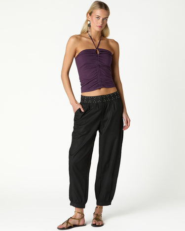 BLACK STUDDED HAREM TROUSERS