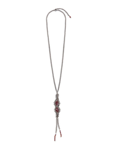 COLLAR BEADS GRANATE ROMBO