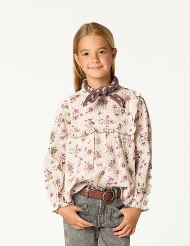 CAMISA CANESU MANGA VOLANTE BOUQUET PLUM