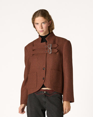 CHAQUETA DOBLE HEBILLA MARRÓN