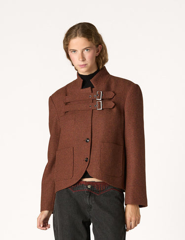 BROWN DOUBLE BUCKLE JACKET
