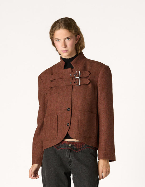 BROWN DOUBLE BUCKLE JACKET