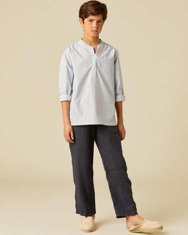 DARK BLUE LINEN TROUSERS