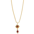 SQUARE GOLD/GARNET NECKLACE