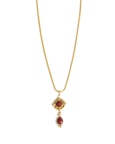 SQUARE GOLD/GARNET NECKLACE