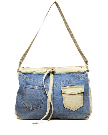 BLUE DENIM BAG CONTRAST STRAP