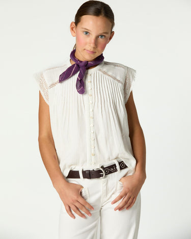 SHIRT GATHERED BUTTONS ECRU
