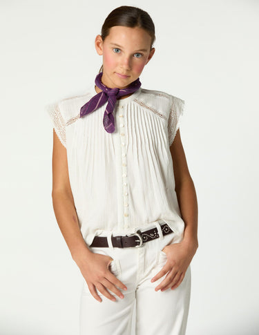 SHIRT GATHERED BUTTONS ECRU