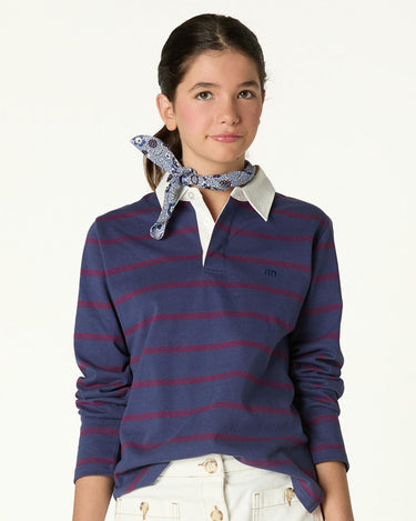 BLUE STRIPED POLO SWEATSHIRT