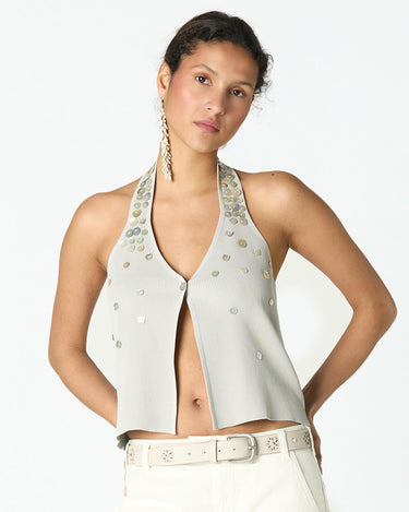 TOP MOTHER-OF-PEARL BUTTONS KNIT DRIZZLE