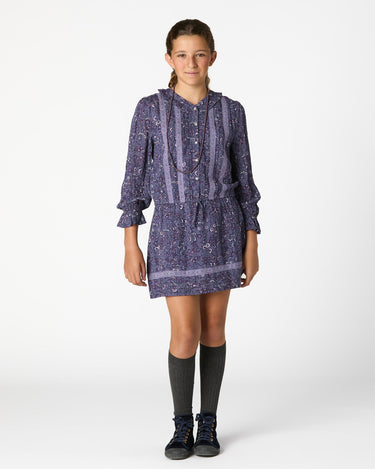 VESTIDO VOLANTE NIGHT GARDEN PLUM