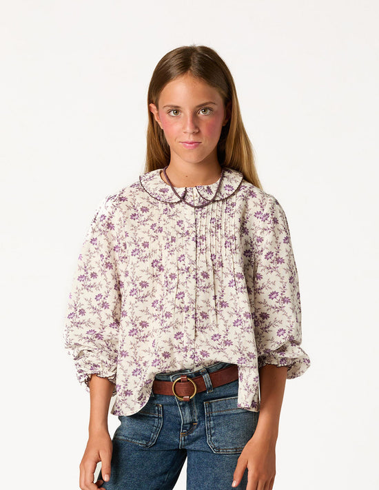 CAMISA BRIGHT FLOWERS PLUM