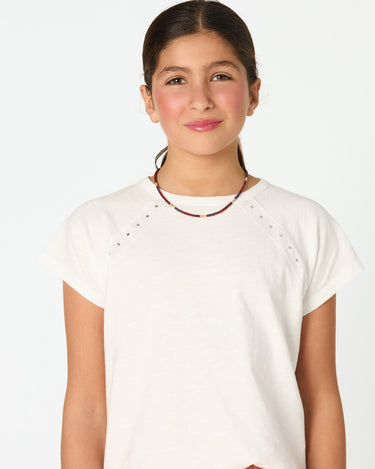 WHITE STUDDED T-SHIRT