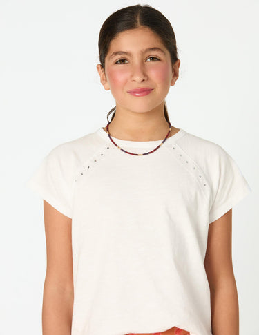 WHITE STUDDED T-SHIRT