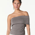 ASYMMETRIC RUCHED TOP GREY