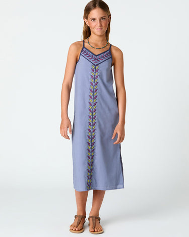 EMBROIDERED LEAVES DRESS