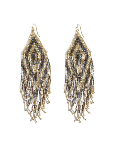 SILVER BROWN BEADED EARRING