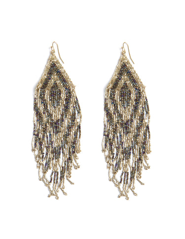 SILVER BROWN BEADED EARRING