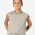 GATHERED SHOULDER T-SHIRT IRON GREY
