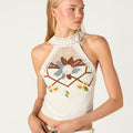 EMBROIDERED MESH TOP