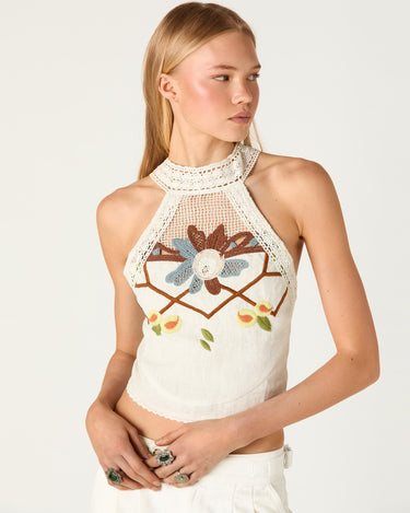 EMBROIDERED MESH TOP