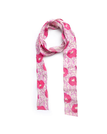 LONG SCARF PINK FLOWER
